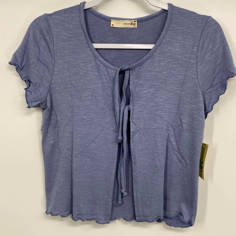 Forever Rose Couture Juniors Blue Short Sleeve Open Shrug Cardigan NEW Medium